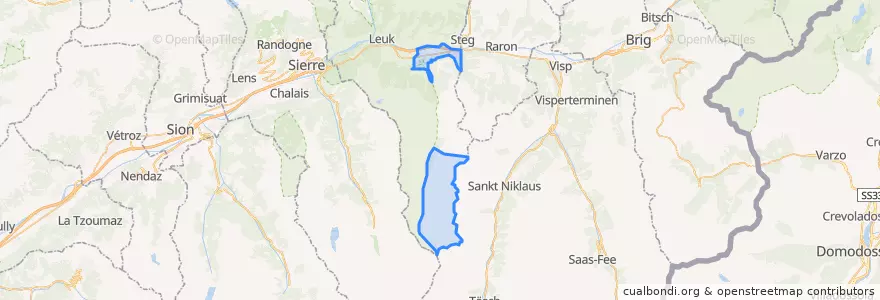Mapa de ubicacion de Turtmann-Unterems.