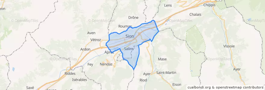 Mapa de ubicacion de Sion.