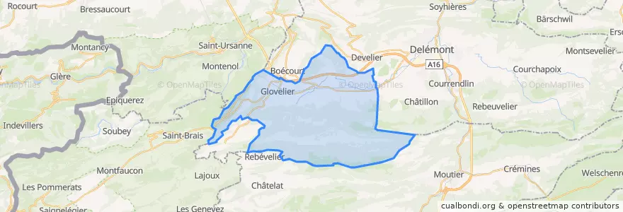 Mapa de ubicacion de Haute-Sorne.