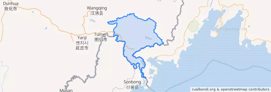 Mapa de ubicacion de 珲春市.