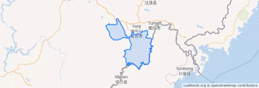 Mapa de ubicacion de 龙井市.