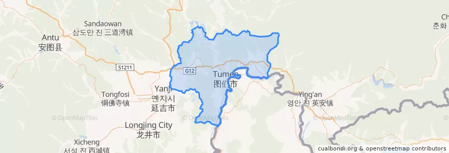 Mapa de ubicacion de 图们市 도문시.