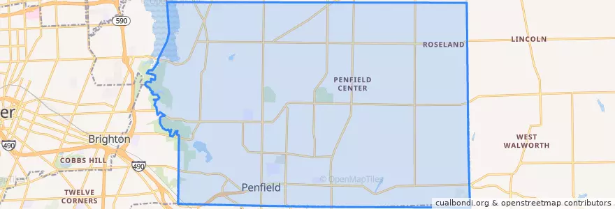 Mapa de ubicacion de Penfield Town.