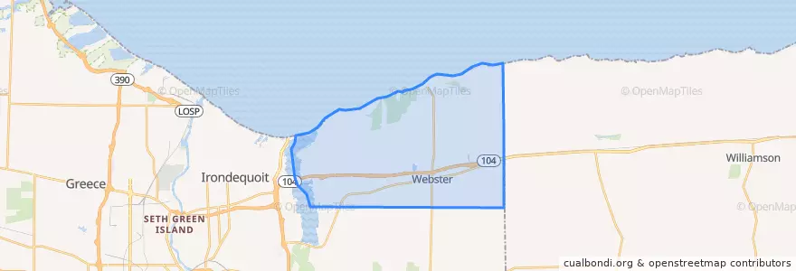 Mapa de ubicacion de Webster Town.