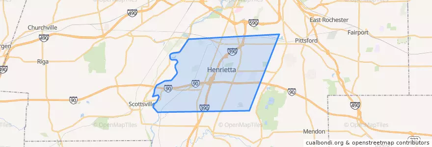 Mapa de ubicacion de Henrietta Town.