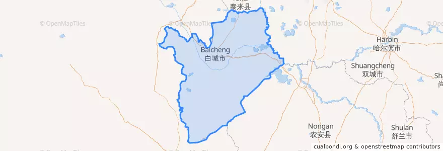 Mapa de ubicacion de Baicheng City.