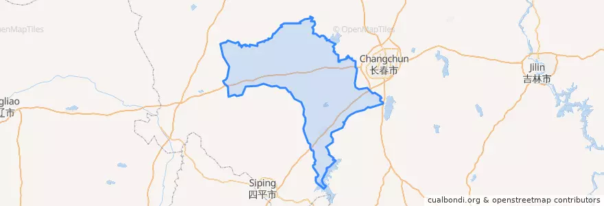Mapa de ubicacion de 公主岭市.