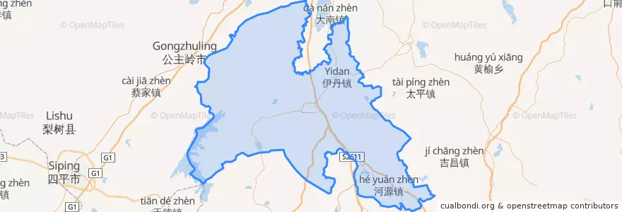 Mapa de ubicacion de Yitong Manchu Autonomous County.