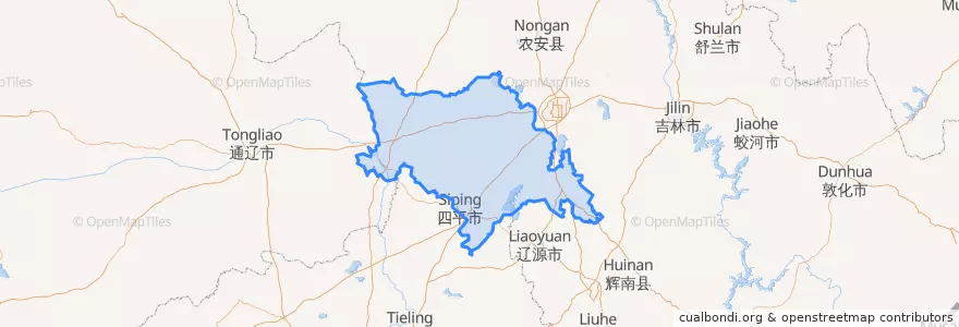 Mapa de ubicacion de 四平市.