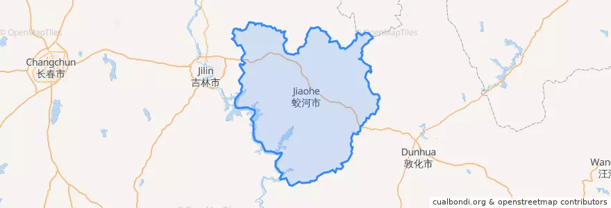 Mapa de ubicacion de Jiaohe City.