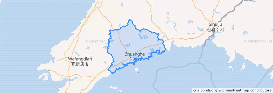 Mapa de ubicacion de Zhuanghe City.