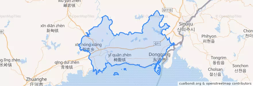 Mapa de ubicacion de Donggang City.