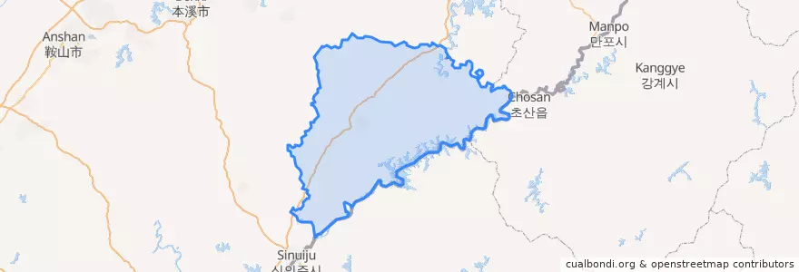 Mapa de ubicacion de 寛甸満族自治県.