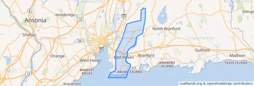 Mapa de ubicacion de East Haven.