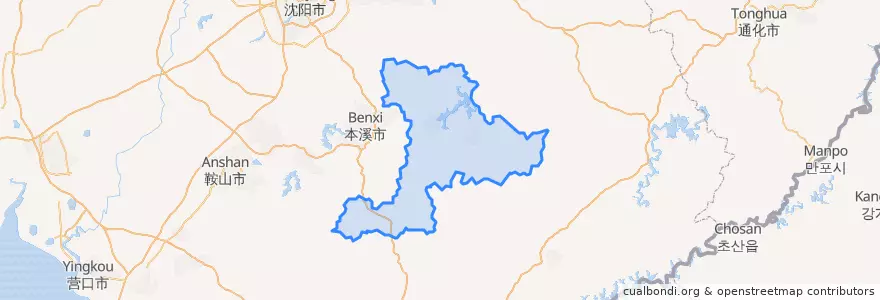 Mapa de ubicacion de 本溪满族自治县.