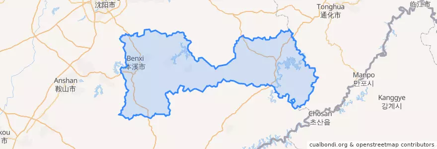 Mapa de ubicacion de Benxi City.