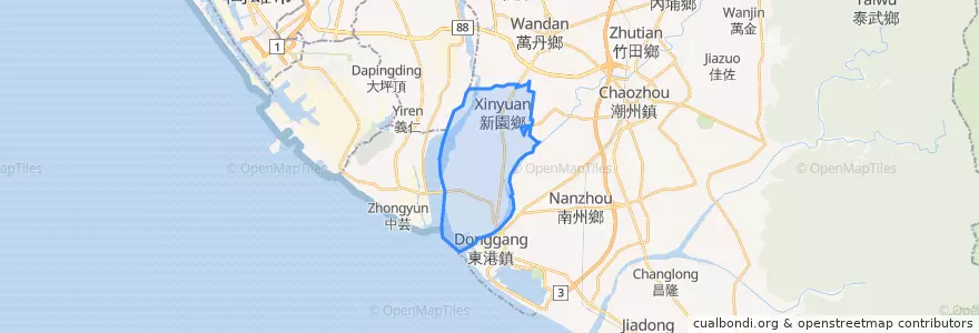 Mapa de ubicacion de 新園鄉.