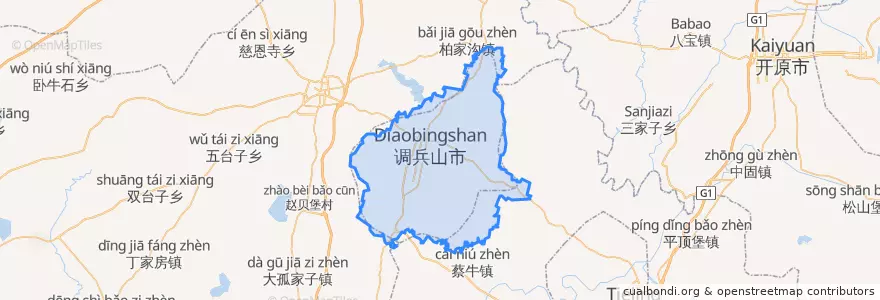 Mapa de ubicacion de 调兵山市.