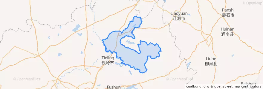 Mapa de ubicacion de 开原市.