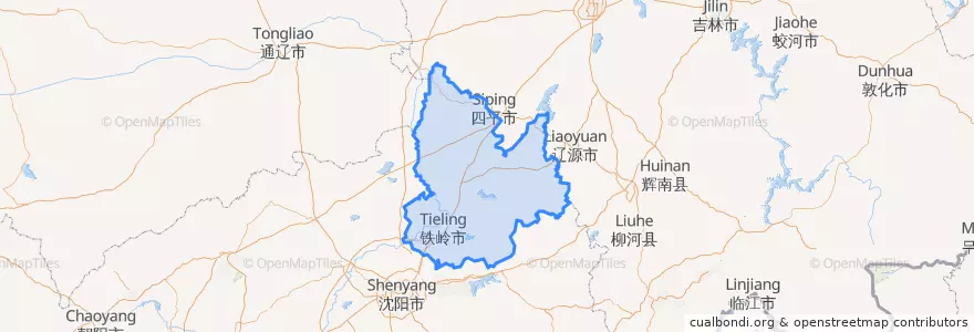 Mapa de ubicacion de Tieling City.