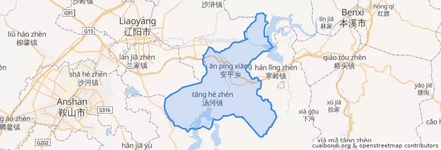 Mapa de ubicacion de 弓長嶺区.