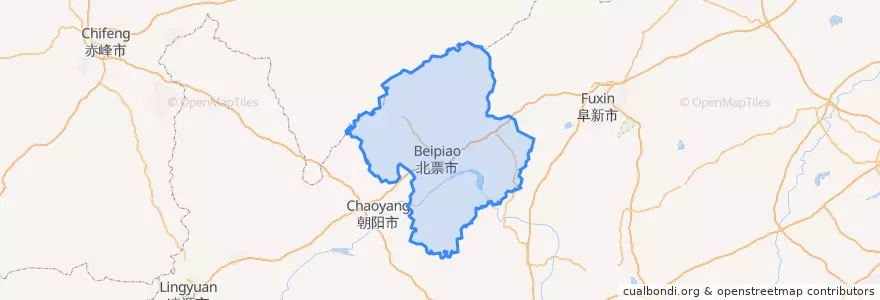 Mapa de ubicacion de Beipiao City.