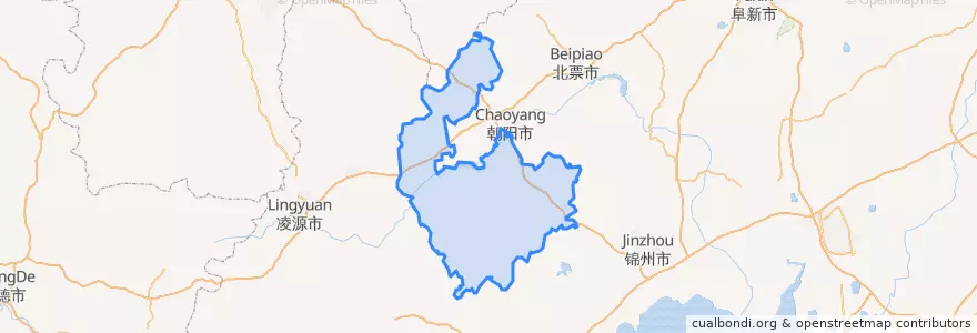 Mapa de ubicacion de 朝阳县.