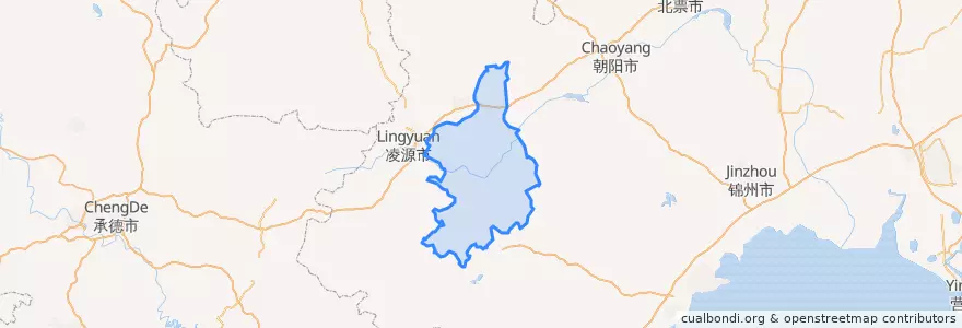 Mapa de ubicacion de 喀喇沁左翼蒙古族自治县.