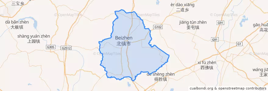 Mapa de ubicacion de Beizhen City.