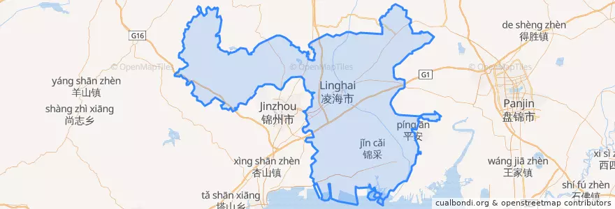 Mapa de ubicacion de 凌海市.