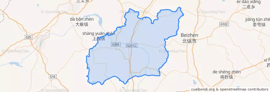 Mapa de ubicacion de Yi County.