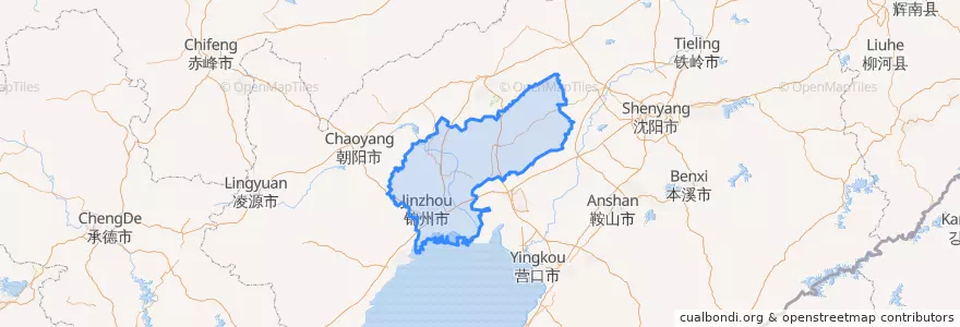 Mapa de ubicacion de Jinzhou City.