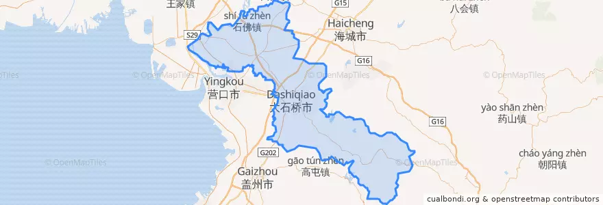 Mapa de ubicacion de Dashiqiao City.