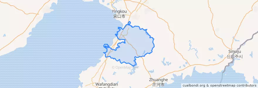 Mapa de ubicacion de Gaizhou City.