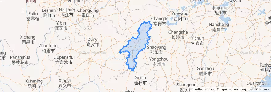 Mapa de ubicacion de Huaihua City.