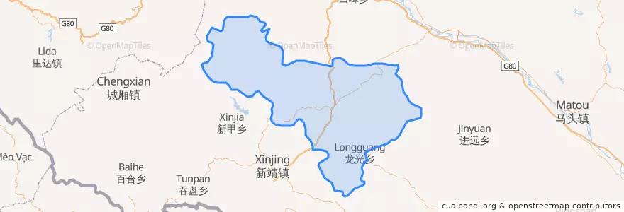 Mapa de ubicacion de Debao County.