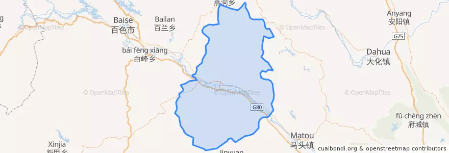 Mapa de ubicacion de 田东县 / Tiandong.