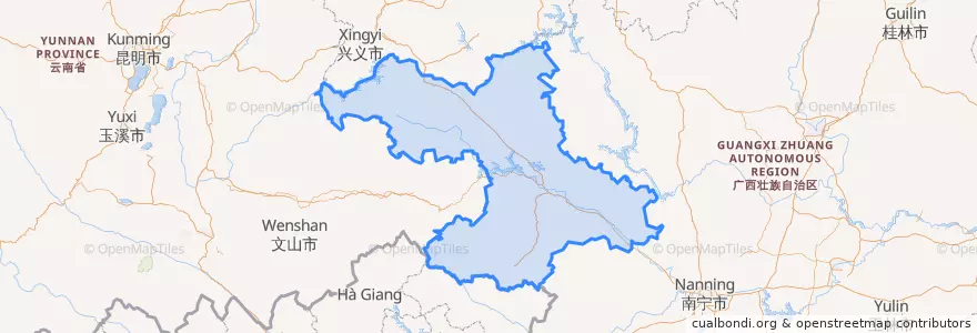 Mapa de ubicacion de Baise City.