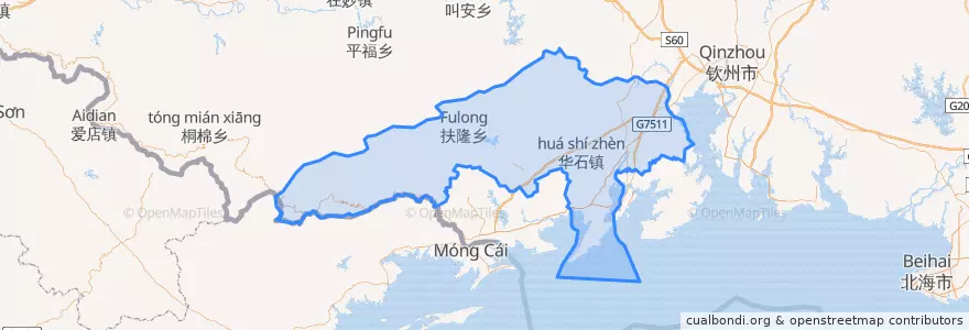 Mapa de ubicacion de 防城区 Fangcheng.