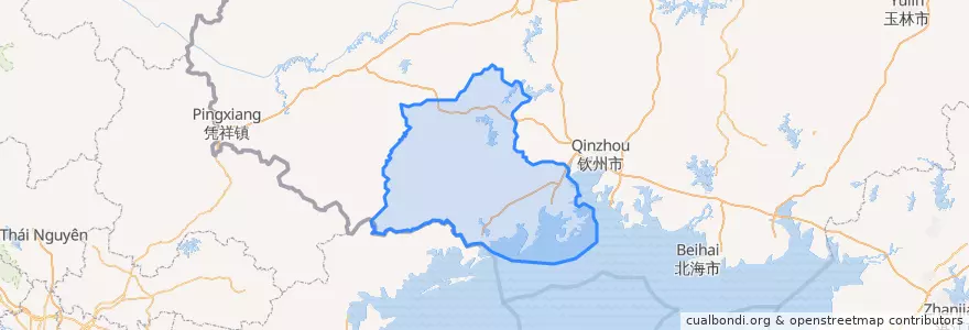 Mapa de ubicacion de Fangchenggang.