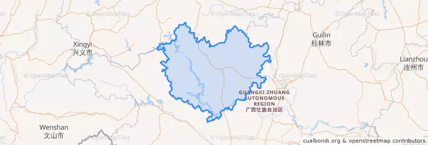 Mapa de ubicacion de 河池市.