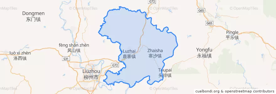 Mapa de ubicacion de Luzhai County.