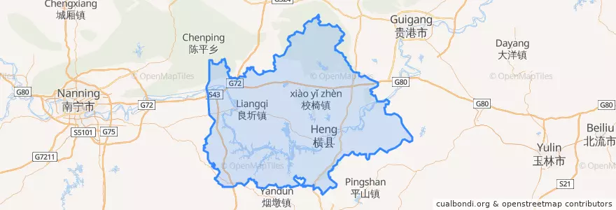 Mapa de ubicacion de 横县 Heng.