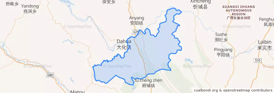 Mapa de ubicacion de 马山县 Mashan.