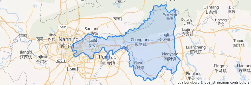 Mapa de ubicacion de 青秀区 (Qingxiu).