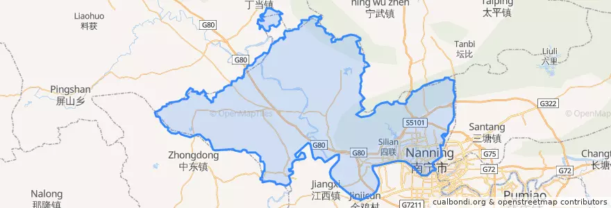 Mapa de ubicacion de 西乡塘区 Xixiangtang.