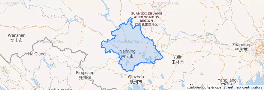 Mapa de ubicacion de Nanning City.