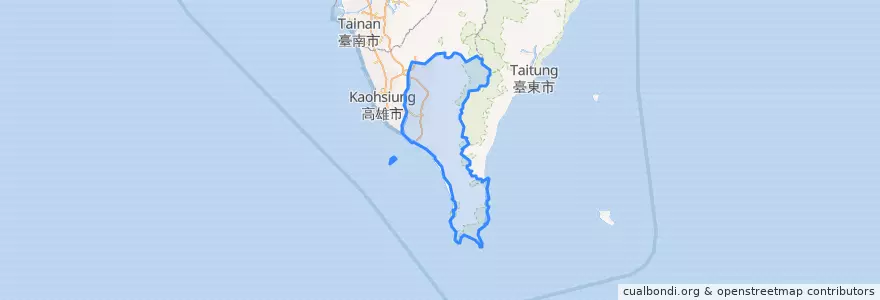 Mapa de ubicacion de Comté de Pingtung.