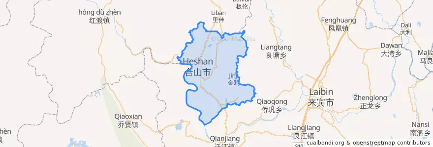 Mapa de ubicacion de 合山市.