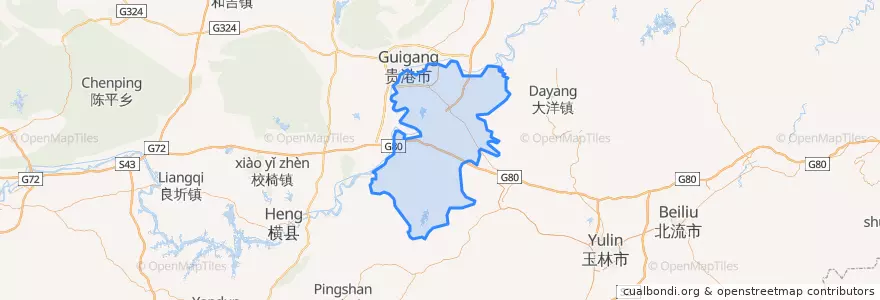 Mapa de ubicacion de 港南区 Gangnan.